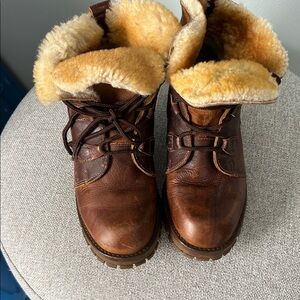 Brown Shearling-Lined Ankle Boots